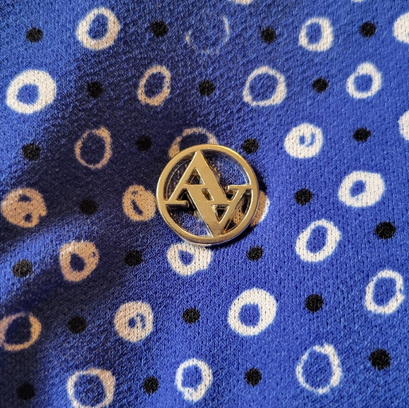 Blue, short sleeve, bow, tie neck, dots, polyester blend, xl, blouse - Picture 5 of 10